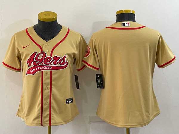 Women%27s San Francisco 49ers Blank Gold With Patch Cool Base Stitched Baseball Jersey